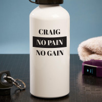 personalised no pain no gain white water bottle