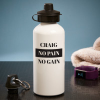 personalised no pain no gain white water bottle