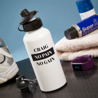 personalised no pain no gain white water bottle