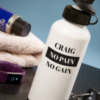 personalised no pain no gain white water bottle