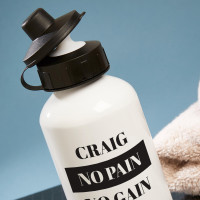 personalised no pain no gain white water bottle