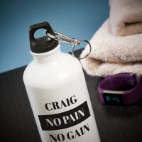 personalised no pain no gain white water bottle