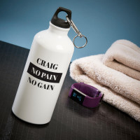 personalised no pain no gain white water bottle