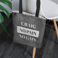 personalised no pain no gain tote bag