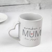 personalised Number 1 Mum Heart Handle Mug