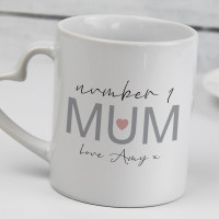 personalised Number 1 Mum Heart Handle Mug