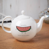 personalised One In A Melon Pot Belly Teapot