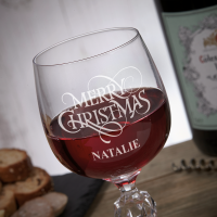 Ornate Merry Christmas 190ml Claudia Crystalite Wine Glass