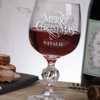 Ornate Merry Christmas 190ml Claudia Crystalite Wine Glass