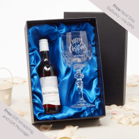 Ornate Merry Christmas Waters Edge Bottle Goblet Gift Set
