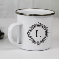 personalised Ornate Monogram Camping Mug