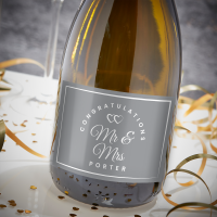 Ornate Mr & Mrs Congratulations Boutique Gifts Prosecco Double Glass With Bottle Gift Set 