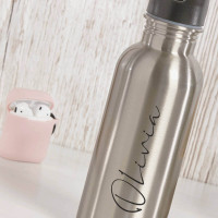 personalised Ornate Name Watter Bottle with Straw
