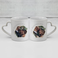 personalised Our Wedding Day Heart Handle Mugs