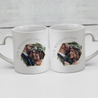 personalised Our Wedding Day Heart Handle Mugs