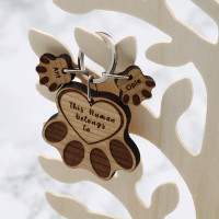 personalised Wooden Paws Keyring