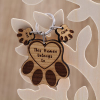 personalised Wooden Paws Keyring