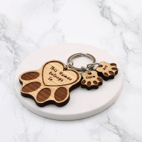 personalised Wooden Paws Keyring