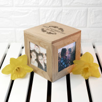 personalised Mother's Day Oak Photo Cube