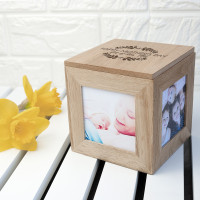 personalised Mother's Day Oak Photo Cube