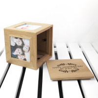 personalised Mother's Day Oak Photo Cube