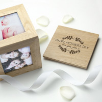 personalised Mother's Day Oak Photo Cube