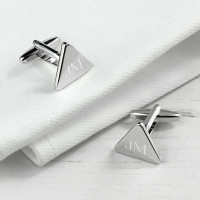 personalised Triangle Rhodium Plated Cufflinks