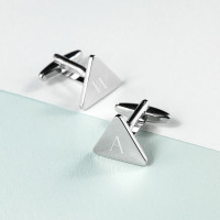 personalised Triangle Rhodium Plated Cufflinks
