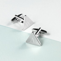 personalised Triangle Rhodium Plated Cufflinks