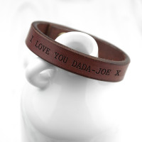 personalised Men's Thick Brown Leather Bracelet