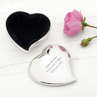 personalised Heart Silver Plated Trinket Box