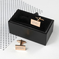 personalised Rose Gold Plated Rectangle Cufflinks