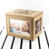 personalised Little Acorn Oak Photo Cube Keepsake Box