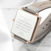 personalised Elie Beaumont Grey Square Leather Watch