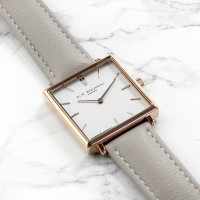 personalised Elie Beaumont Grey Square Leather Watch