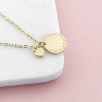 personalised Heart and Disc Necklace