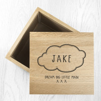 personalised Baby Name Oak Photo Cube