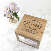 personalised Baby Name Oak Photo Cube