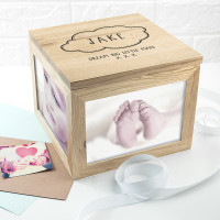 personalised Baby Name Oak Photo Cube