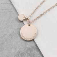 personalised Heart and Disc Necklace