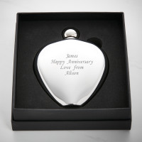 personalised 6oz High Polished Heart shaped Flask