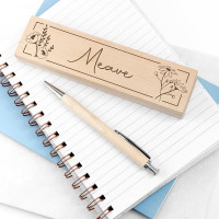 personalised Wooden Floral Pen Set