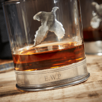 English Pewter Double Pheasant Whisky Glasses Gift Set