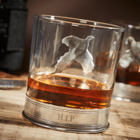 English Pewter Double Pheasant Whisky Glasses Gift Set
