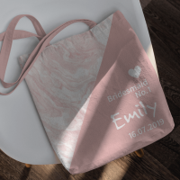 personalised Pink Bridesmaid Marble Canvas Tote Bag