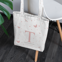 personalised Pink Butterflies Canvas Tote Bag