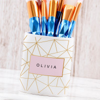 personalised Geometric Makeup Brush Pot