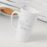 personalised Pink Heart Name Tall Latte Mug