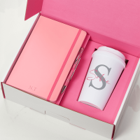 Pink Notebook, Pen & Take Away Cup Gift Set