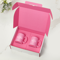 Work and Work From Home WFH Pink with Pink Satin Mugs